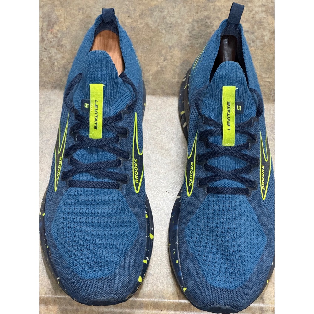 Brooks Levitate StealthFit 5 Mens 11 Blue Yellow DNA AMP Running Shoes Athletic